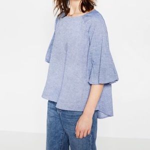 Zara blouse top with bell sleeve.